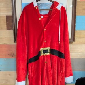 Holiday Time Red Santa Suit Hoodie with Black Belt and Gold Buckle